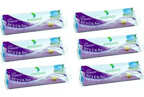 Ersopack Evsel Büyük Boy 65x80 cm Çöp Poşeti 6x10 Adet Mavi