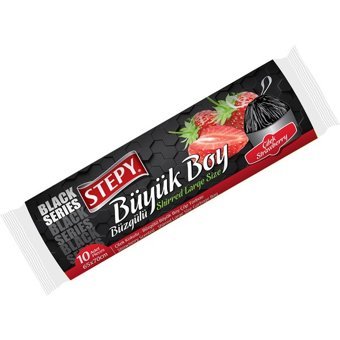 Stepy Black Premium Çilek Kokulu Şeffaf Büzgülü Orta Boy 55x60 cm Çöp Poşeti 10 Adet Siyah