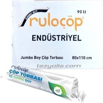 Ruloçöp Endüstriyel Jumbo Boy 80x110 cm Çöp Poşeti 20x10 Adet Siyah