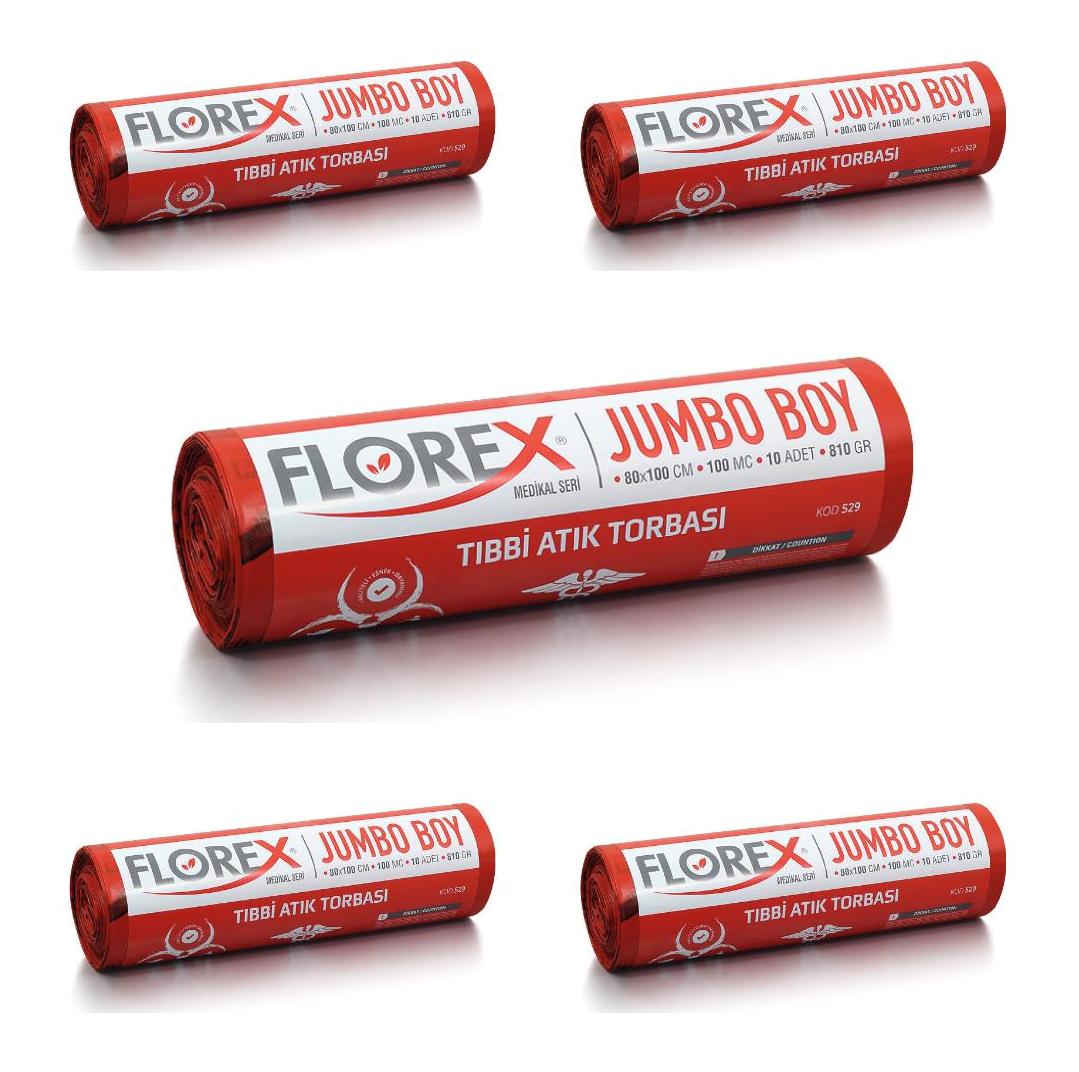 Florex Jumbo Boy 80x110 cm Çöp Poşeti 5x10 Adet Kırmızı
