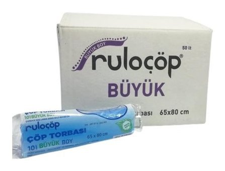 Ruloçöp Büyük Boy 65x80 cm Çöp Poşeti 50x10 Adet Mavi