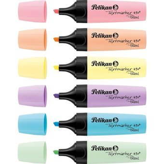 Pelikan 490 6'lı Pastel Renkli Kesik Uçlu Fosforlu Kalem Seti