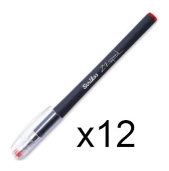 Scrikss Metal Tek Renkli 0.7 mm Kırmızı 12'li Tükenmez Kalem