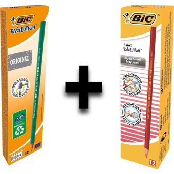 Bic 2x12'li Köşeli Siyah-Kırmızı HB Kurşun Kalem Seti
