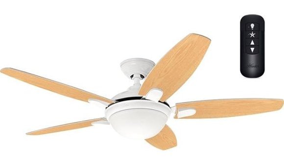 Hunter Contempo Işıklı Kumandalı Alüminyum 5 Kanatlı Beyaz Tavan Vantilatörü