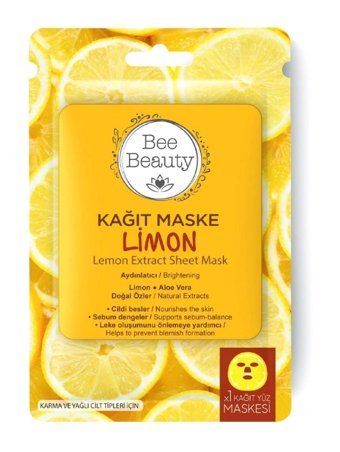 Bee Beauty Lemon Extract Sheet Nemlendirici Kağıt Yüz Maskesi 25 ml