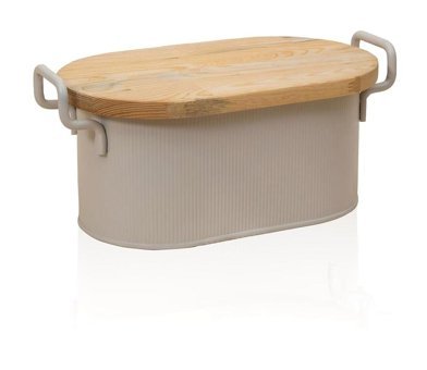The Mia Stripe 40x22x18 cm Kapaklı Bej Ekmek Kutusu