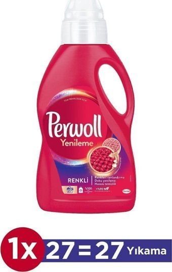 Perwoll Yenileme Renkliler İçin Konsantre 27 Yıkama Sıvı Deterjan 1.5 lt