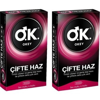 Okey Çifte Haz Vanilyalı Aromalı Normal Tırtıklı Prezarvatif 2x10'lu