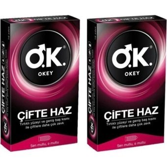 Okey Çifte Haz Vanilyalı Aromalı Normal Tırtıklı Prezarvatif 2x10'lu