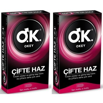 Okey Çifte Haz Vanilyalı Aromalı Normal Tırtıklı Prezarvatif 2x10'lu