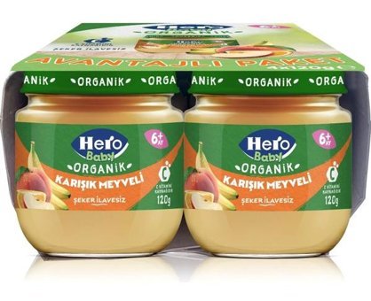 Hero Baby Laktozsuz Tahılsız Glutensiz Organik Meyveli Kavanoz Maması 4x120 gr
