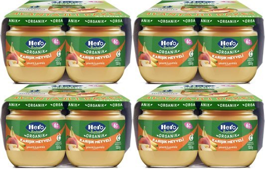 Hero Baby Karışık Laktozsuz Tahılsız Glutensiz Organik Meyveli Kavanoz Maması 16x120 gr