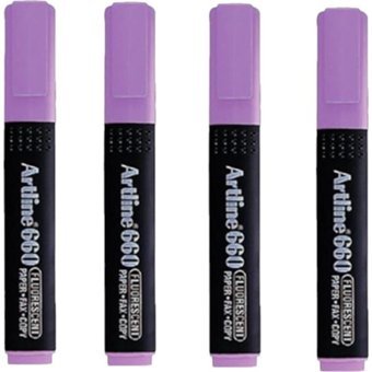 Artline 660 4'lü Pastel Mor Kesik Uçlu Fosforlu Kalem