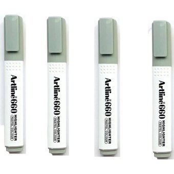 Artline 660 4'lü Pastel Gri Kesik Uçlu Fosforlu Kalem