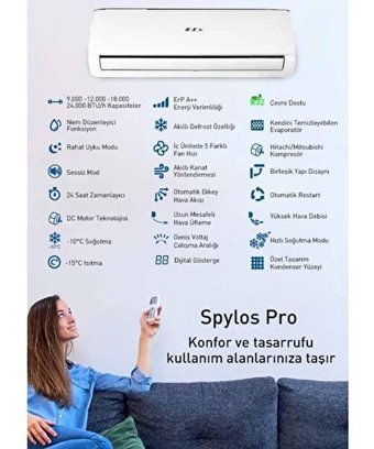 E.C.A. Spylos Pro 18000 Btu A++ Enerji Sınıfı R32 Inverter Split Duvar Tipi Klima