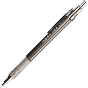 Bigpoint Rapid Silgili Metal Metalik Gri 0.7 mm Uçlu Versatil Kalem