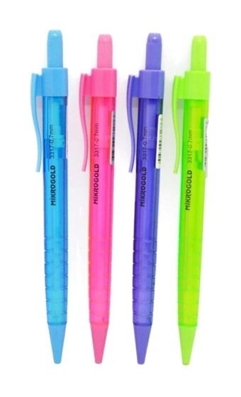 Mikro Gold 3317 Silgili Plastik Neon Renkli 0.7 mm Uçlu Versatil Kalem 4 Adet