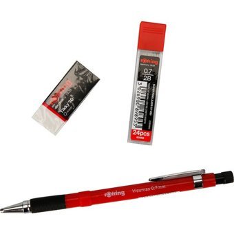 Rotring Visumax Silgili Plastik Neon Kırmızı 0.7 mm Uçlu Versatil Kalem Seti