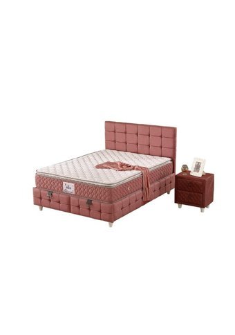 Mobilya Dükkanım Eylül 140 x 200 cm Yataklı Başlıklı Çift Kişilik Sandıklı Baza Seti Pembe