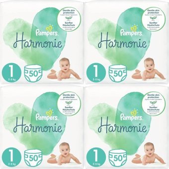 Prima Pampers Harmonie 1 Numara Organik Göbek Oyuntulu Cırtlı Bebek Bezi 4x50'li