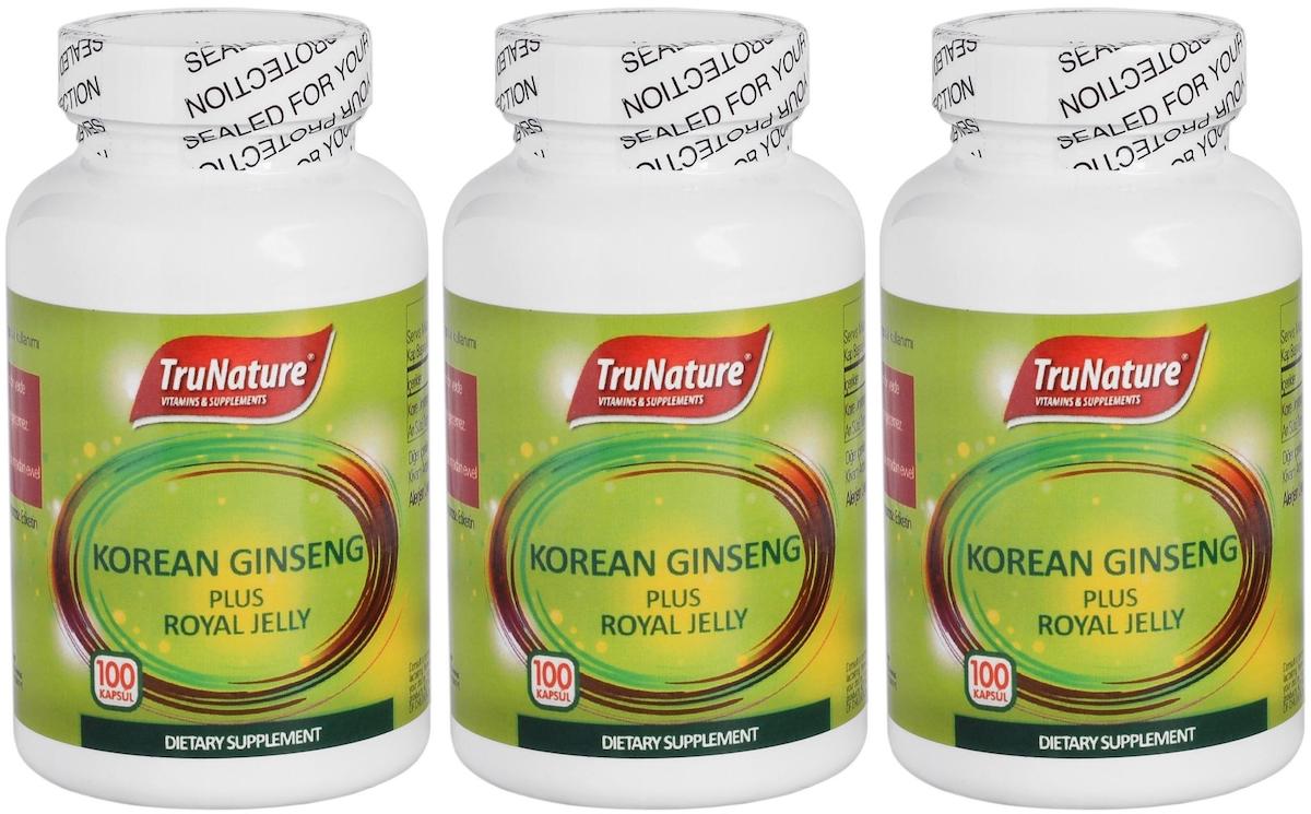 Trunature Korean Ginseng Plus Royal Jelly Vitamin 3x100 Kapsül