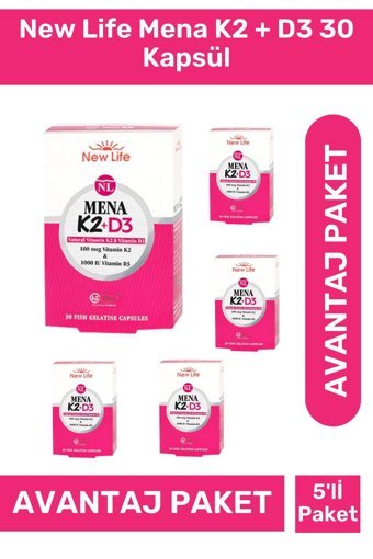 New Life Mena K2+D3 Vitamini Vitamin 5x30 Kapsül
