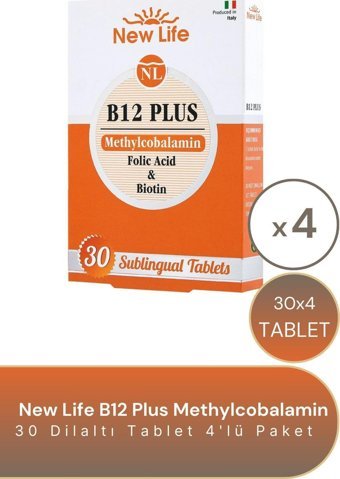 New Life Metilkobalamin B12 Plus Dilaltı Vitamin 4x30 Tablet