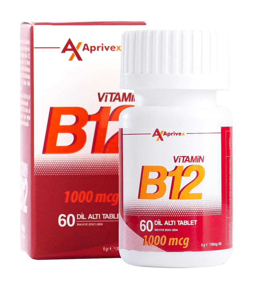 Aprivex Vitamin B12 1000 mcg Dilaltı Vitamin 60 Tablet