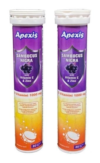Apexis Sambucus Nigra Vitamin C Kara Mürver Vitamin 2x20 Tablet