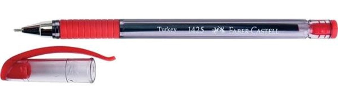 Faber-Castell 1425 Plastik Tek Renkli 0.7 mm İğne Uçlu Kırmızı 10'lu Tükenmez Kalem