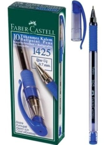 Faber-Castell 1425 Plastik Tek Renkli 0.7 mm İğne Uçlu Mavi 30'lu Tükenmez Kalem