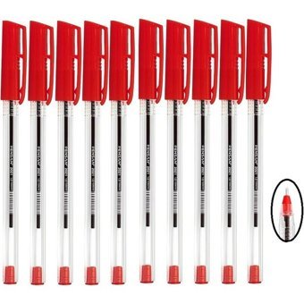 Pensan 2021 Plastik Tek Renkli 1.0 mm İğne Uçlu Kırmızı 10'lu Tükenmez Kalem