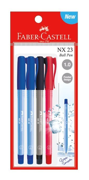 Faber-Castell NX 23 Plastik 3 Renkli 1.0 mm Çok Renkli 4'lü Tükenmez Kalem