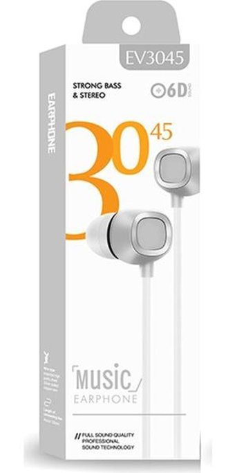 Karler Ev-3045 Silikonlu Mikrofonlu Kablolu Kulaklık Beyaz