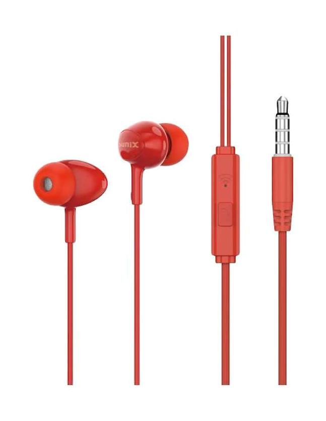 Sunix Sx16 Silikonlu Mikrofonlu 3.5 mm Jak Kablolu Kulaklık Kırmızı
