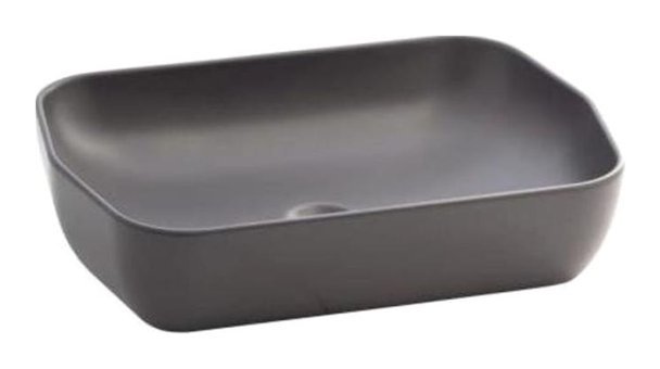 Seramiksan Lucida Tekli 55 cm Seramik Tezgah Üstü Dikdörtgen Lavabo Mat Antrasit