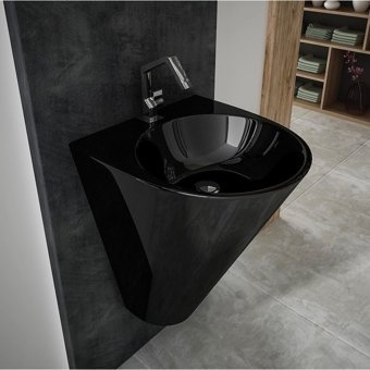 Lucco Garcia Tekli 48 cm Yuvarlak Lavabo Siyah
