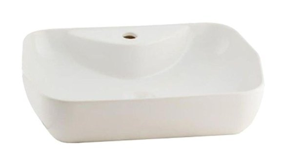 Seramiksan Lucida Tekli 55 cm Seramik Tezgah Üstü Dikdörtgen Lavabo Beyaz