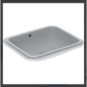 Geberit Variform Tekli 50 cm Seramik Tezgah Altı Dikdörtgen Lavabo Beyaz