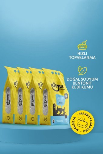 Kityus Marsilya Sabunu Kokulu Topaklanan İnce Taneli Bentonit Kedi Kumu 4x5 lt