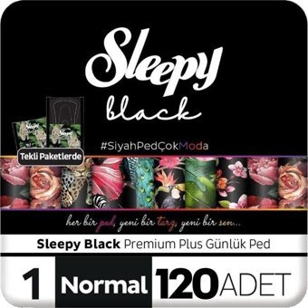 Sleepy Black Premium Hipoalerjenik Organik 120'li Normal Günlük Ped
