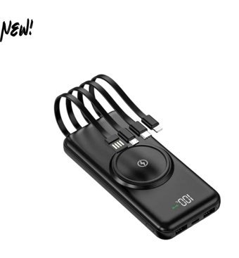 Hejaron WereWolf 10000 mAh Hızlı Şarj Dijital Göstergeli Kablosuz Powerbank Siyah