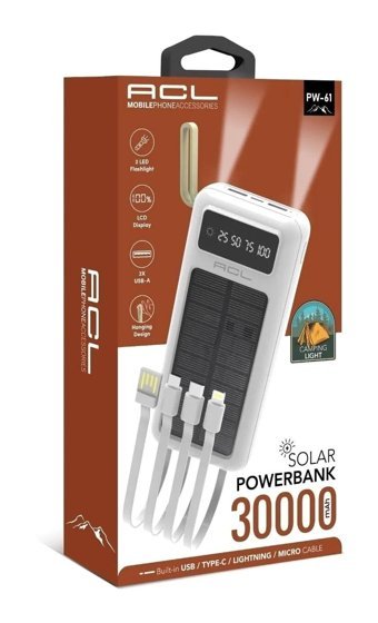 Acl PE-61 30000 mAh Hızlı Şarj Işıklı Dijital Göstergeli USB Type C Powerbank Siyah