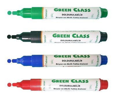 Green Class Eco 4'lü Doldurulabilir Silinebilir Renkli Tahta Kalemi Seti