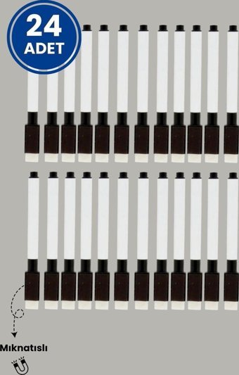 Pi Papers 24'lü Standart Silgili Mıknatıslı Silinebilir Siyah Tahta Kalemi Seti