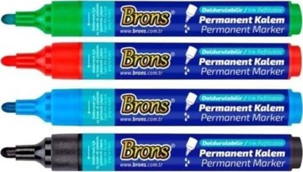 Brons BR-9700 4'lü Doldurulabilir Silinmeyen Renkli Tahta Kalemi Seti