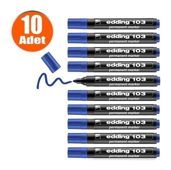 Edding 103 10'lu Doldurulabilir Silinmeyen Mavi Tahta Kalemi Seti