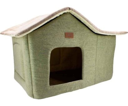 Lepus Cabin Tek Fonksiyonlu 55x40 cm Üstü Kapalı Kedi Yatağı Haki