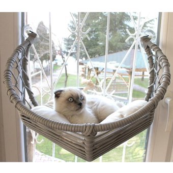 Lüxperi Vantuzlu Tek Fonksiyonlu 44x20 cm Cama Yapışan Kedi Yatağı Gri